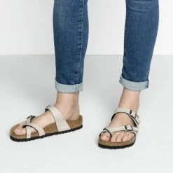 Birkenstock Mayari Birko-Flor Pull Up Stone 16 Birkenstock Mayari Birko-Flor Pull Up Stone -Birkenstock Sandal Shop 1005056 f closeup f