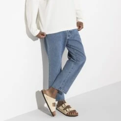 Birkenstock Arizona Nubuck Leather Desert Buck Almond -Birkenstock Sandal Shop 1018938 f look m