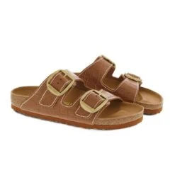 Birkenstock Arizona Big Buckle Embossed Natural Leather Cognac -Birkenstock Sandal Shop 1023766 6