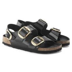 Birkenstock Milano Big Buckle Natural Leather Patent -Birkenstock Sandal Shop 1024143 pair