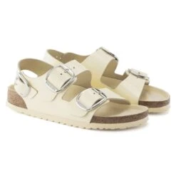 Birkenstock Milano Big Buckle Natural Leather Patent -Birkenstock Sandal Shop 1024207 pair