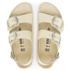 Birkenstock Milano Big Buckle Natural Leather Patent -Birkenstock Sandal Shop 1024207 top