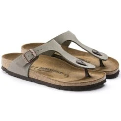 Birkenstock Gizeh Birko-Flor Nubuck Stone -Birkenstock Sandal Shop 43393 pair